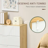 HOMCOM Cómoda com 4 Gavetas de Alto Brilho Cómoda de Madeira de Estilo Moderno 70x35x92 cm Branco e Madeira(m-6)