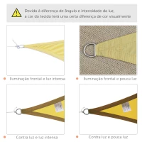 Outsunny Vela de Sombra Triangular 6x6x6 m Toldo Vela de Poliéster com Proteção UV Aneis em Forma de D e Cordas para Jardim Pátio Piscina Areia(m-5)