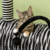 PawHut kattenboom, kattenboom in zebradesign, klimboom met kattentunnel, kattenkrabpaal met jutepaal, speelboom, kattenmeubilair, zwart+wit, 93 cm(m-8)