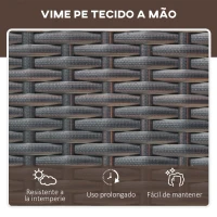 Outsunny Conjunto de 2 espreguiçadeiras de jardim com almofadas acolchoadas de vime com mesa lateral para piscina ou terraço Carga160kg 195x60x86 cm Moldura de aço Creme e Castanho(m-7)