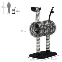 PawHut kattenboom, kattenboom in zebradesign, klimboom met kattentunnel, kattenkrabpaal met jutepaal, speelboom, kattenmeubilair, zwart+wit, 93 cm(m-3)