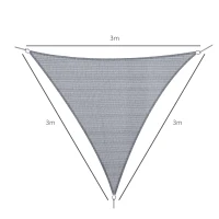 Outsunny Vela de Sombra Triangular 3x3x3 m Toldo Vela de HDPE com Proteção UV Aneis em Forma de D e Cordas para Jardim Pátio Piscina Cinza(m-3)