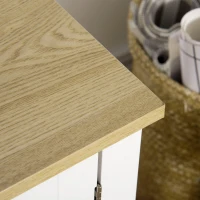 HOMCOM tv-bank, tv-dressoir, twee kasten met deuren, 2 open vakken, wit+naturel, 120 x 35 x 48 cm(m-9)