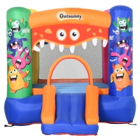 Outsunny Bouncy Castle Inflatable Basket Trampoline Slide Monster Design 180 x 250 x 175 (CM)(m-10)