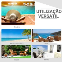 Outsunny Conjunto de Espreguiçadeiras Exterior de Vime 2 Lugares com Almofadas Acolchoadas Resistente à Água com Encosto Ajustável em 5 Níveis Suporta 220kg 196x120x28cm Marrom e Branco Creme(m-7)