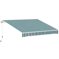 Outsunny markiza przegubowa manualna markiza 395 cm z korbką ręczną markiza balkonowa ochrona przed słońcem montaż ścienny balkon aluminium kolor biały + zielony 395 x 245 cm(m-1)