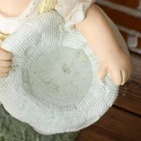 Outsunny meisje met hoed tuinornament, weerbestendig tuinbeeld voor achtertuin(m-7)