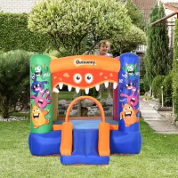 Outsunny Bouncy Castle Inflatable Basket Trampoline Slide Monster Design 180 x 250 x 175 (CM)(m-9)