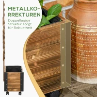 Outsunny plantenbak met latwerk bloembak latwerk rozenboog met klimhulp voor klimplanten tuinhout verkoold 65 x 31 x 147 cm(m-6)