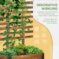 Outsunny plantenbak met latwerk bloembak latwerk rozenboog met klimhulp voor klimplanten tuinhout verkoold 65 x 31 x 147 cm(m-4)