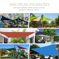 Outsunny Vela de Sombra Triangular 6x6x6 m Toldo Vela de Poliéster com Proteção UV Aneis em Forma de D e Cordas para Jardim Pátio Piscina Areia(m-7)