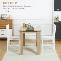 HOMCOM Set van 2 eetkamerstoelen, houten stoelen, massief hout, wit(m-4)