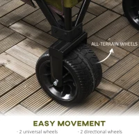 Outsunny Folding Garden Trolley, Cargo Traile on Wheels, Collapsible Camping Trolley, Outdoor Utility Wagon with Steel Frame and Oxford Fabric, Green(m-6)