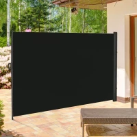 Outsunny Retractable Sun Side Awning Screen Fence Patio Garden Wall Balcony Screening Panel Outdoor Blind Privacy Divider (3x2M, Black)(m-2)