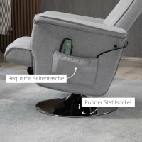 HOMCOM Loungestoel Binnen - Massagestoel Met Voetenbank, Elektrische Relaxstoel, 135°, Zwart(m-6)