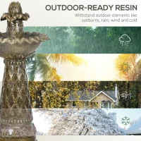 Outsunny 2-Tier Outdoor Waterfall Fountain, Freestanding Self-Contained Cascading Water Feature Garden Landscape with Electric Pump, Brown Flower(m-6)