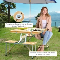 Outsunny Holz Campingtisch Klapptisch Picknicktisch Picknick-Koffer-Sitzgruppe Klapptisch-Gruppe mit 4 Sitzen Alu + Tannenholz  85 x 72,5 x 68 cm(m-6)