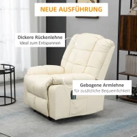 HOMCOM massagestoel, fauteuil, 8 trillingspunten, ligfunctie, kunstleer, roomwit, 94x99x99cm(m-5)