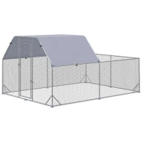 PawHut Chicken Run with Roof, Walk-In Chicken Coop Outdoor for 10-12 Chickens, Hen House Duck Pen, 2.8 x 3.8 x 2 m(m-11)