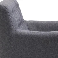HOMCOM Fauteuil design scandinave 68L x 59l x 75H cm pieds effilés  dossier capitonné avec boutons gris clair chiné(m-6)
