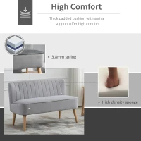 HOMCOM Modern Velvet Double Seat Sofa w/ Wood Frame Foam Padding High Back Soft Comfortable Compact Couch Grey(m-6)