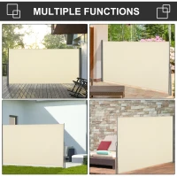 Outsunny Retractable Sun Side Awning Screen Fence - Patio Garden Wall Balcony Screening Panel Outdoor Blind Privacy Divider (3x1.6M, Cream White)(m-6)