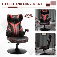 Vinsetto Faux Leather Video Game Chair with 360° Swivel Base, Racing Gaming Chair with  Flip-up Armrests and Headrest, Red(m-4)