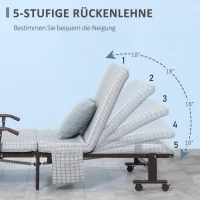 HOMCOM opklapbed, logeerbed met wielen, reisbed, in 5 standen verstelbaar, lichtgrijs(m-6)