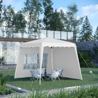 Outsunny Pop Up Gazebo with 2 Sides - Slant Legs and Carry Bag, Height Adjustable UV50+ Party Tent Event Shelter for Garden, Patio; 2.4 x 2.4m Top / 2.9 x 2.9m Base, White(m-10)