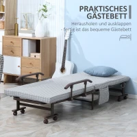 HOMCOM opklapbed, logeerbed met wielen, reisbed, in 5 standen verstelbaar, lichtgrijs(m-4)
