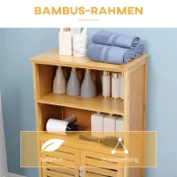 kleankin badkamermeubel van bamboe, met lamellendeuren, 2 planken, 1 kast, 50 cm x 29 cm x 92 cm, naturel(m-5)