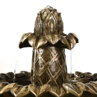 Outsunny 2-Tier Outdoor Waterfall Fountain, Freestanding Self-Contained Cascading Water Feature Garden Landscape with Electric Pump, Brown Flower(m-7)