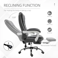 Vinsetto Office Chair, Computer Desk Chair, Linen Fabric Swivel Rolling Task Chair with Large Soft Padded Cushion, 135° Reclining Backrest and Retractable Footrest, Grey(m-5)