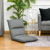 HOMCOM Floor Chair, Foldable, Linen Fabric, with 90°-180° Adjustable Backrest, Thick Seat Cushion, 45cm x 55cm x 67cm Grey(m-2)