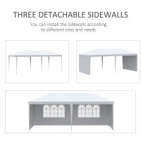 Outsunny 6 x 3 m Party Tent Gazebo Marquee Outdoor Patio Canopy Shelter with Windows and Side Panels White(m-6)