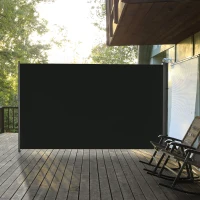 Outsunny Retractable Sun Side Awning Screen Fence Patio Garden Wall Balcony Screening Panel Outdoor Blind Privacy Divider (3x2M, Black)(m-10)