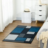HOMCOM Modern Geometric Rugs, Large Carpet Area Rugs for Living Room, Bedroom, Dining Room, 80x150 cm, Blue and Grey(m-2)