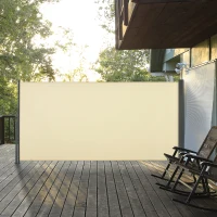 Outsunny Retractable Sun Side Awning Screen Fence - Patio Garden Wall Balcony Screening Panel Outdoor Blind Privacy Divider (3x1.6M, Cream White)(m-10)