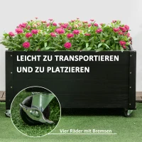 Outsunny verhoogd bed, bloembak met wielen, plantenbak voor tuin, massief hout(m-5)