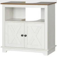 kleankin Under Sink Cabinet Bathroom Vanity Unit with Double Doors and Storage Shelves, 60 x 30 x 60cm, White(m-11)