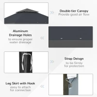 Outsunny 4 x 4m Pop-up Gazebo with Double Roof, UV Proof Canopy Tent, Roller Bag, and Adjustable Legs for Outdoor Party, Steel Frame - Grey(m-7)