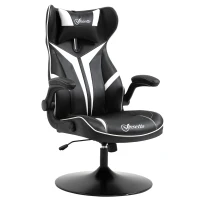 Vinsetto Comfy Gaming Chair, with Flip-up Armrests, 360° Swivel Base, Headrest, White(m-1)
