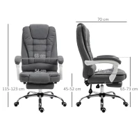 Vinsetto Office Chair, Computer Desk Chair, Linen Fabric Swivel Rolling Task Chair with Large Soft Padded Cushion, 135° Reclining Backrest and Retractable Footrest, Grey(m-3)
