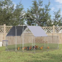PawHut Chicken Run with Roof, Walk-In Chicken Coop Outdoor for 10-12 Chickens, Hen House Duck Pen, 2.8 x 3.8 x 2 m(m-2)