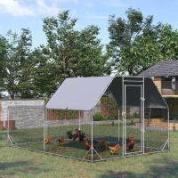 PawHut Chicken Run with Roof, Walk-In Chicken Coop Outdoor for 10-12 Chickens, Hen House Duck Pen, 2.8 x 3.8 x 2 m(m-10)