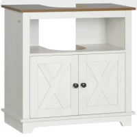 kleankin Under Sink Cabinet Bathroom Vanity Unit with Double Doors and Storage Shelves, 60 x 30 x 60cm, White(m-1)