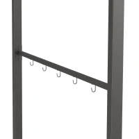 Outsunny Grillpavillon, Grillüberdachung, Regenschutz, Haken für Utensilien, Stahlrahmen, Beige+Schwarz, 215 x 150 x 182/220 cm(m-7)