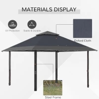 Outsunny 4 x 4m Pop-up Gazebo with Double Roof, UV Proof Canopy Tent, Roller Bag, and Adjustable Legs for Outdoor Party, Steel Frame - Grey(m-4)
