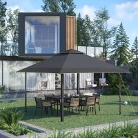 Outsunny 4 x 4m Pop-up Gazebo with Double Roof, UV Proof Canopy Tent, Roller Bag, and Adjustable Legs for Outdoor Party, Steel Frame - Grey(m-10)