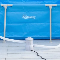 Outsunny Cartridge Filter Pump for 13'-15' Above Ground Pools, 800GPH (3028 LPH) Swimming Pool Filter Pump with Hose and Hose Clamps, White(m-10)